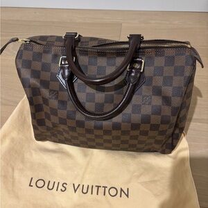Louis Vuitton Speedy 30 Monogram Canvas Brown Leather Satchel